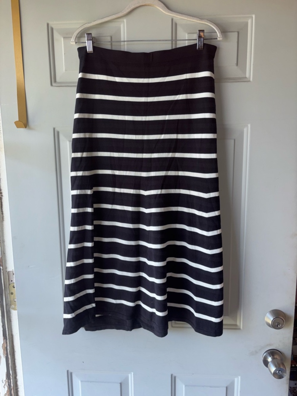 Cardigan black/white striped knit skirt size L
